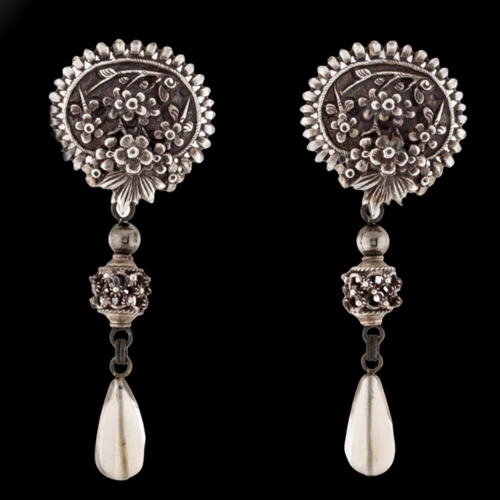 Stephen Dweck Floral Sterling Quartz Earrings